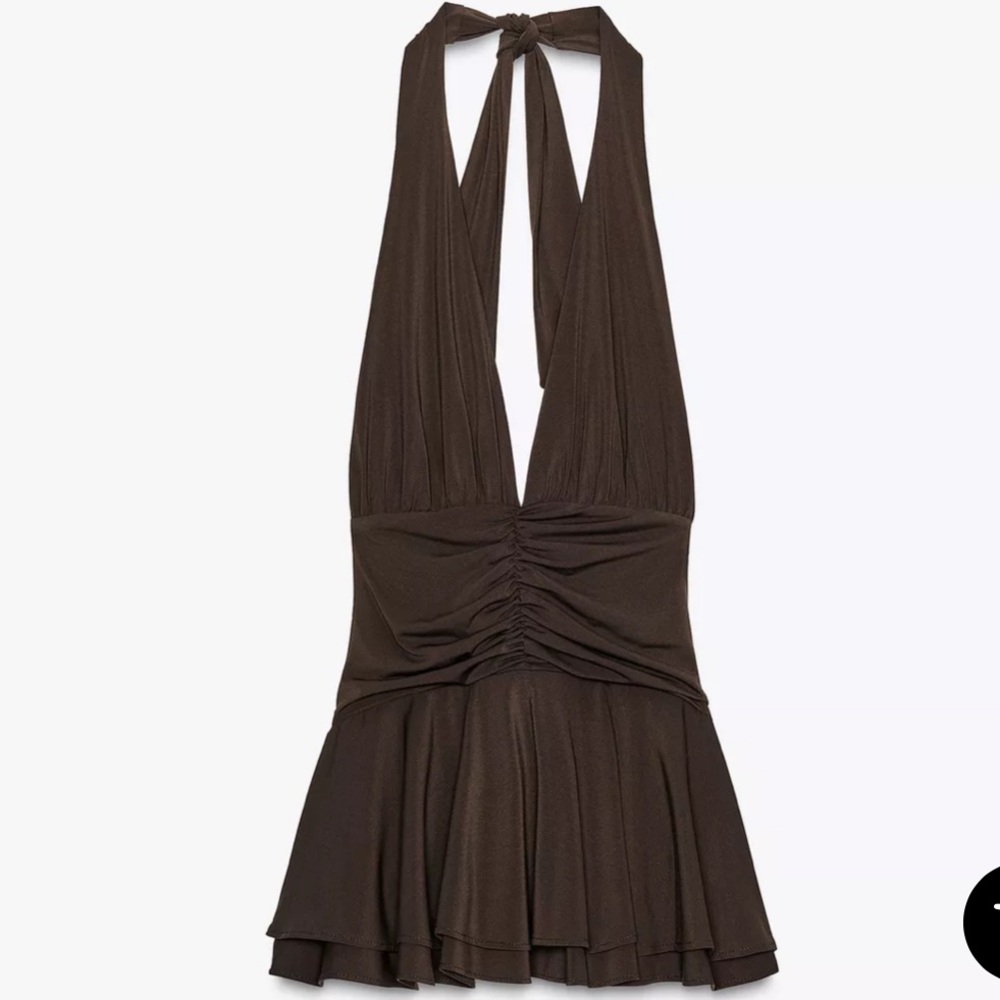 Zara Brown Halter Mini Dress